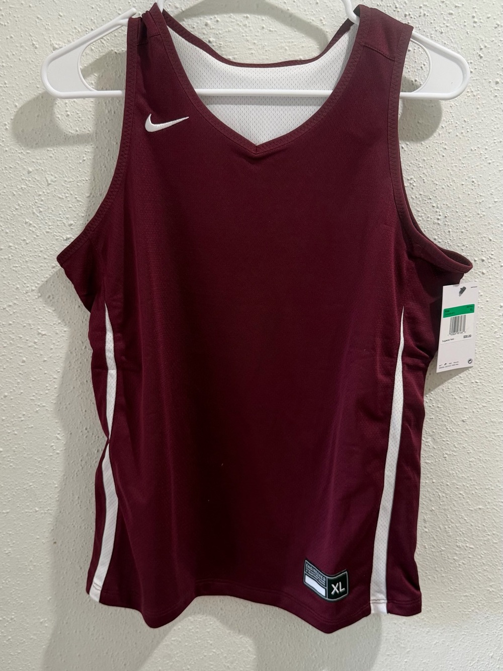 Nike big boys Maroon Basketball Jersey with White Accents